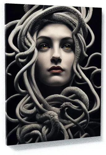 Vista 15 de Sense Canvas Medusa Greek Mythology 2 - Lienzo decorativo para decoración del hogar, póster grande de 30 x 40 / 0.75 pulgadas Medusa Mitología