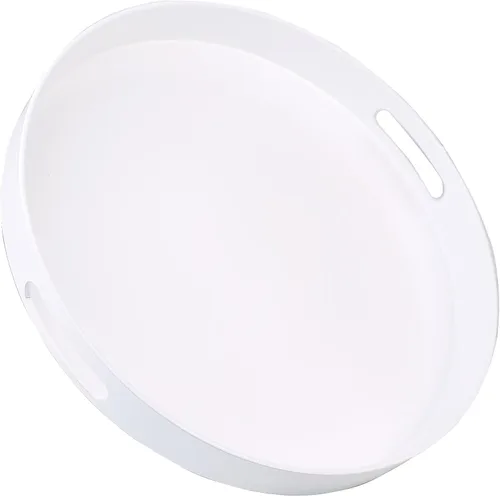 Vista 14 de Bandeja azul para mesa de café, bandeja decorativa rectangular de plástico con asas para entretenimiento, patio al aire libre, sala de estar