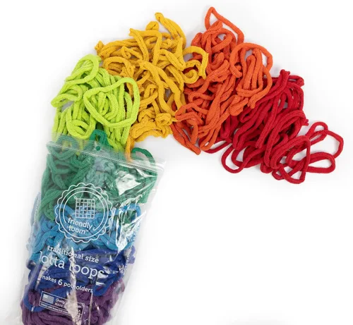 Vista 2 de Friendly Loom - Bucles de tejer de algodón de calidad en colores arcoíris – 7" Tamaño tradicional Teje 6 agarraderas funcionales Fabricado