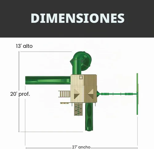 Vista 11 de Gorilla Playsets 01-0031-AP Juego de columpios de madera Great Skye II con techo de madera, 3 toboganes y pared de roca, color marrón
