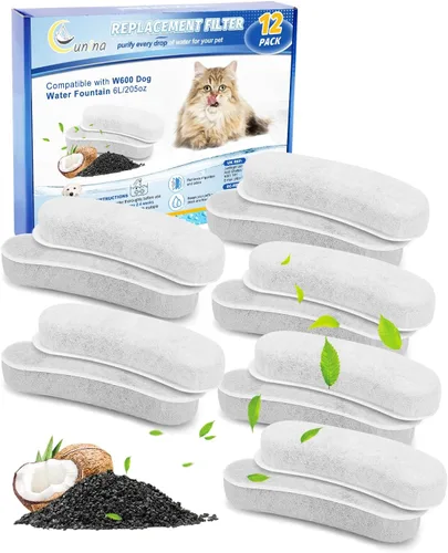 Vista 8 de Paquete de 6 filtros de fuente de agua para mascotas de carbón para dispensador de tazón de agua W600, compatible con el modelo W600, elimina