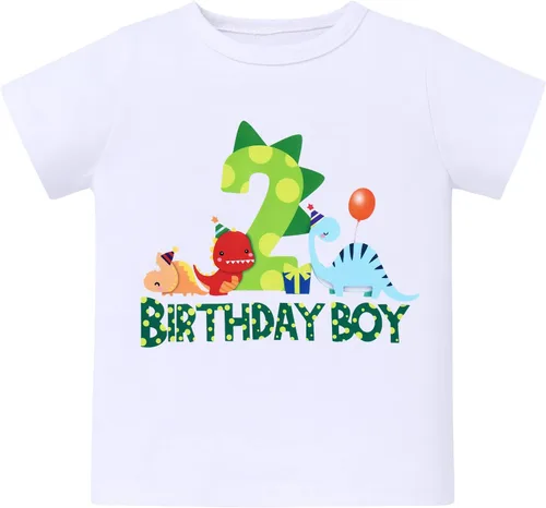 Vista 2 de ODASDO Conjunto de camiseta de manga corta para bebé, diseño de dinosaurio, 1º, 2º y 3º cumpleaños