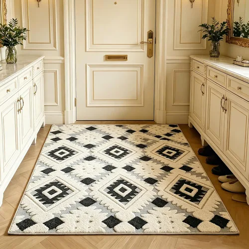 Vista 57 de UKELER Tapete antideslizante para puerta, alfombras de acento modernas para entrada, estilo romántico campestre americano, alfombras de algodón