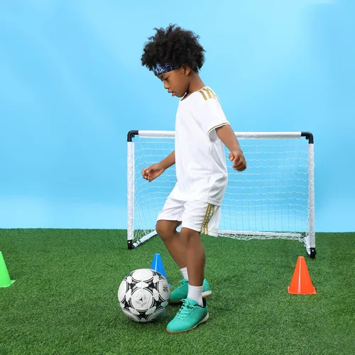 Vista 3 de Hawkwell Tacos deportivos unisex con cordones para niños y niñas zapatos de fútbol para entrenamiento de interiores niñoniño pequeñoniño grande