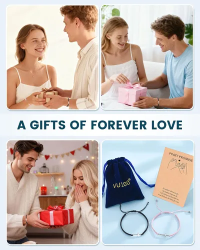 Vista 5 de VU100 Pulseras a juego para parejas Pulseras Regalos para novia novio Regalos de relación a larga distancia Pulseras a juego Regalo para aniversario