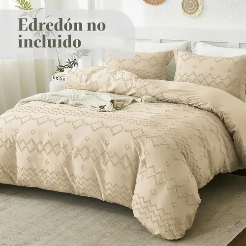 Vista 2 de Juego de funda de edredón bohemio Emme - Juego de cubreedredón mullido con bordado bohemio, ropa de cama para todas las estaciones para individual
