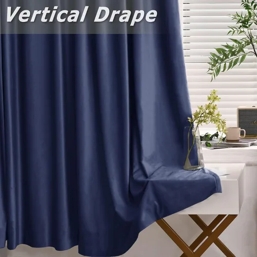Vista 3 de Frelement Cortinas de cine – Cortinas de terciopelo para privacidad con forro opaco, ganchos planos, aislamiento térmico, 100 pulgadas de ancho x 96