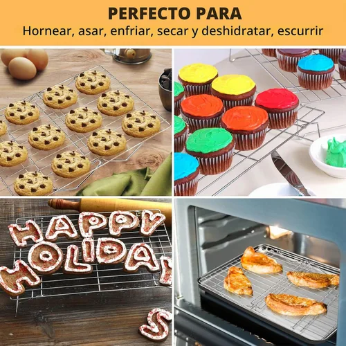 Vista 5 de P&P CHEF Juego de estantes de enfriamiento de 4 niveles, estante apilable