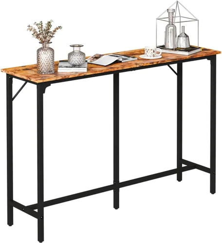 Vista 13 de VINGLI Mesa de bar de 43 pulgadas de alto, rectangular de madera, angosta, larga, altura de mostrador, para cocina, sala de estar, comedor, sofá