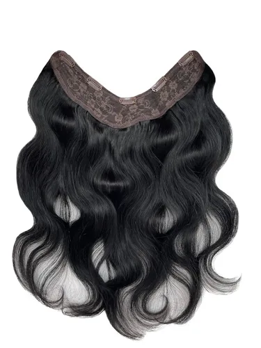 Vista 8 de Extensiones de cabello negro azabache, cabello humano con clip en forma de V, 14 pulgadas, añadiendo volumen y extensiones de cabello real liso