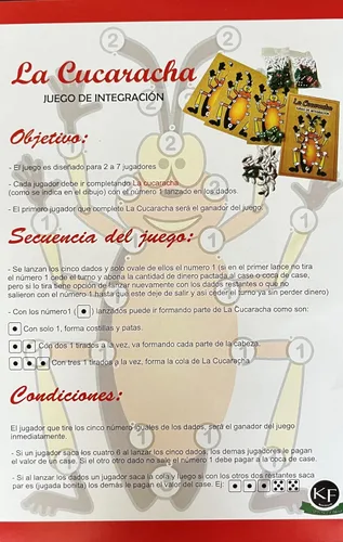 Vista 2 de Juego de dados de madera para cucarachas Juego de la Cucaracha - Juego familiar tradicional colombiano, 2-7 jugadores, MDF hecho a mano a partir
