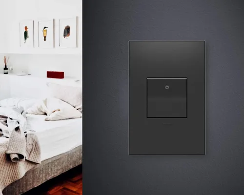 Vista 3 de Legrand adorne 15A - Interruptor de paleta de 1 o 3 vías con placa de pared a juego (acabado grafito), paquete de 4, ASPD1532G4WP-4PK