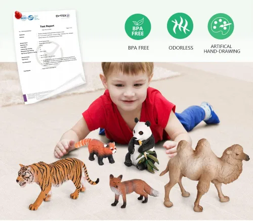 Vista 2 de Volnau Figuras de animales de safari, 7 piezas de figuras de Asia para niños pequeños, decoración de Navidad, regalo de preescolar, paquete