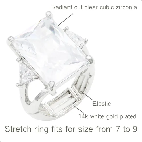 Vista 2 de Lavencious Anillos grandes y radiantes con piedras CZ elásticas para mujer, talla 7-9