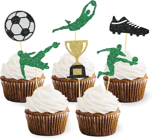 Vista 9 de 24 piezas 2026 decoración de cupcakes del mundo de fútbol para torta de fútbol 2026 suministros de decoración de fiesta de la Copa del Mundo