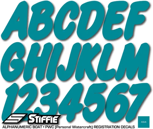 Vista 2 de STIFFIE Whip-One Aqua - Calcomanías de identificación alfanuméricas, adhesivos de números de registro para barcos y embarcaciones personales, 3