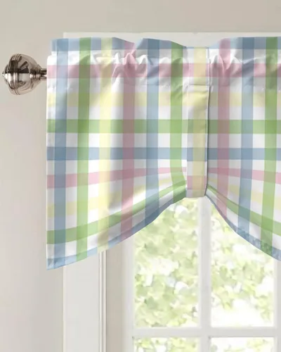 Vista 3 de Cortina de cenefa de Pascua con lazo para cocina, sala de estar, dormitorio, baño, cafetería, bolsillo para barra, panel corto para ventana