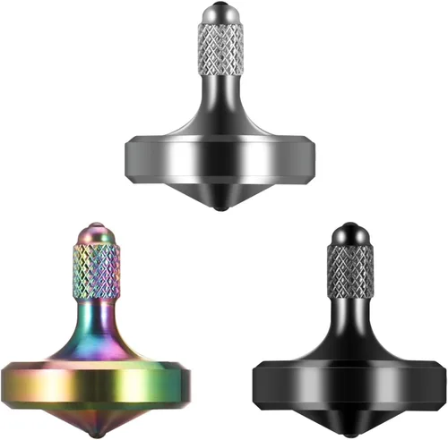 Vista 17 de Exquisita parte superior giratoria de metal, juguete para ansiedad de acero inoxidable muy bien mecanizado, equilibrio perfecto durante más de 9