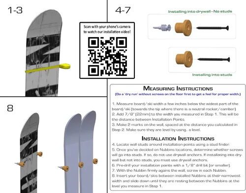 Vista 9 de Grassracks Nubbins - Soporte de pared de bambú para esquí y snowboard - Soporte de esquí y snowboard