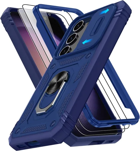 Vista 72 de Gritup Funda para Google Pixel 6 con cubierta deslizante para cámara y protector de pantalla (2 unidades), soporte de anillo giratorio 360°, funda