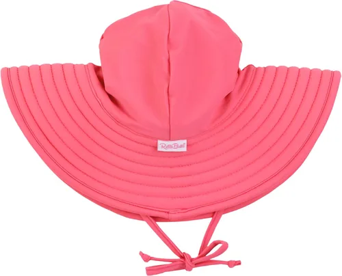 Vista 22 de RuffleButts® - Sombrero de playa con visera ancha y protección solar UPF 50+ para bebés y niñas 80% Nylon 20% Spandex, Reversible Polka Dots Banana
