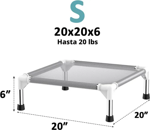Vista 5 de Cama elevada para perros con tela refrescante Teslin - Catre ligero para perros pequeños, malla transpirable impermeable y lavable, cama elevada