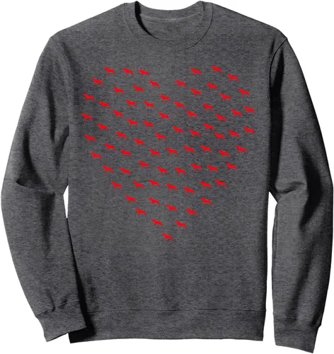 Vista 4 de Red Dogo Argentino Día de San Valentín Perro Corazón Sudadera, Negro