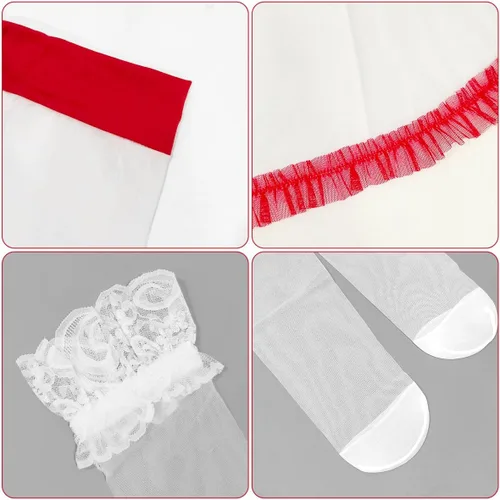 Vista 4 de Sexy Nurse Outfit Fancy Dress Women Naughty Nurse Costume Lingerie Cosplay Babydoll Roleplay Bodysuit Headband G-String