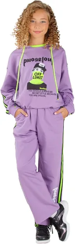 Vista 6 de LOCO LOCO - Conjunto de sudadera para niñas de algodón con capucha y pantalones deportivos para niñas de 9 a 15 años