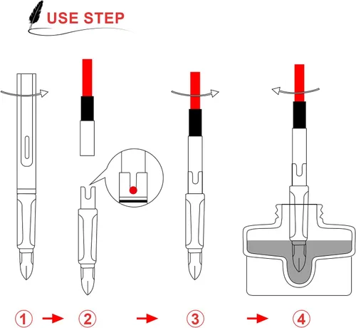 Vista 2 de Marspark Convertidor de tinta universal para pluma estilográfica, 6 piezas, convertidor internacional de cartuchos de tinta (rojo)