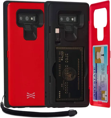 Vista 8 de TORU CX PRO - Funda para Galaxy Note 9, con tarjetero Funda protectora delgada con tarjetas de crédito ocultas, cartera con compartimento