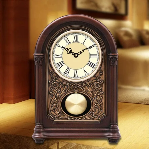 Vista 6 de Relojes de repisa, Reloj de escritorio de madera maciza muebles adornos de mesa reloj de mesa sala de estar europeo reloj de escritorio silencio