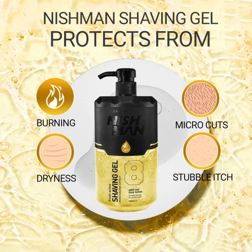 Vista 7 de Nishman Gel de Afeitar Activo Fresco 8 GOLD ONE