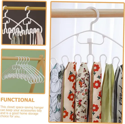 Vista 3 de CHILDWEET Jean Hanger - Percha para bufandas, 10 piezas, ondulada, PP, color blanco, antideslizante, estante de secado para rotar, ganchos