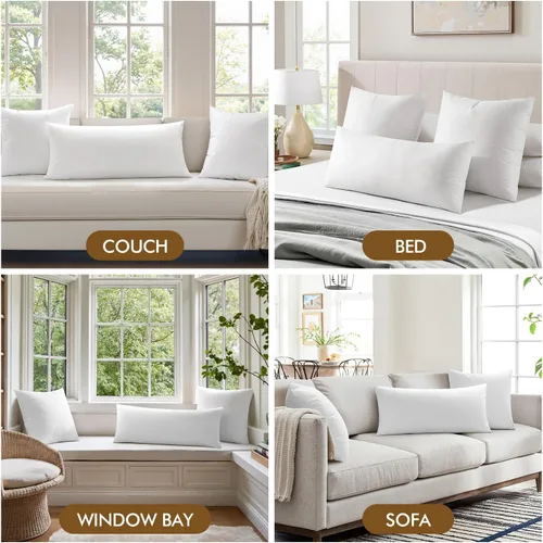 Vista 5 de MIULEE - Inserto de almohada de 12x24 pulgadas, almohada decorativa para cama, sofá, sillón, rectangular, lumbar, relleno de microfibra virgen
