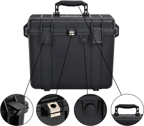 Vista 9 de MEIJIA Funda rígida impermeable para cámara para todo tipo de clima con espuma de ajuste personalizado incluida, elegante negro, apto para drones