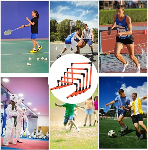 Vista 6 de YXXSDP Juego de 5 obstáculos de agilidad de velocidad de estadio deportivo, equipo de entrenamiento de velocidad plegable portátil para pista