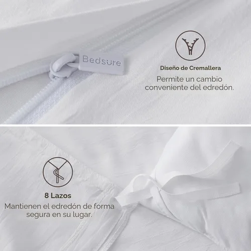 Vista 7 de Bedsure Funda de edredón prelavada solamente, sensación de algodón, blanco 00 - Blanco (solo funda de edredón)