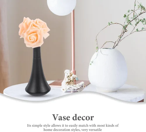 Vista 4 de Negro Cerámica Pequeño Florero Cerámica Hogar Escritorio Flores