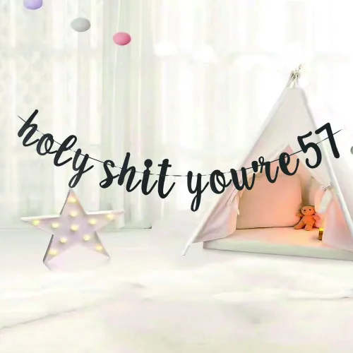 Vista 2 de Cartel de Holy Shit You're 57 – Cartel de fiesta de cumpleaños número 57 para hombres y mujeres, decoraciones divertidas de cumpleaños de 57 años