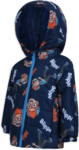 Vista 2 de Blippi Chaqueta acolchada para niños pequeños y pequeños, color azul marino