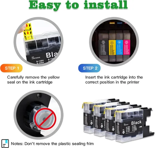 Vista 3 de Cartucho de tinta compatible de repuesto para Brother LC75 LC71 LC71 Black LC71BK LC75BK Cartuchos de tinta para impresora Brother MFC-J280W, J425W