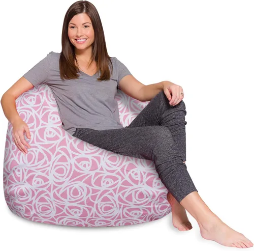 Vista 21 de Posh Creations - Sillón puff para niños, adolescentes y adultos, incluye funda extraíble y lavable a máquina, tamaño mediano de 27 pulgadas, lona