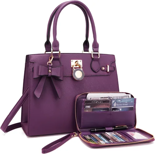 Vista 7 de Qiyuer Bolsos y carteras para mujer Set con asa superior, bolso de hombro, bolso de mano, bolso de trabajo con cartera a juego y monedero a juego 2