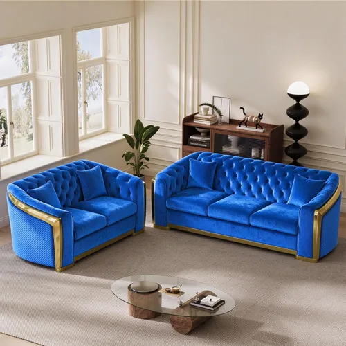 Vista 26 de DAMAIFROM Sofá Chesterfield moderno de mediados de siglo, sofá de terciopelo de 62" blanco y dorado, sofá biplaza curvo de lujo para sala de estar