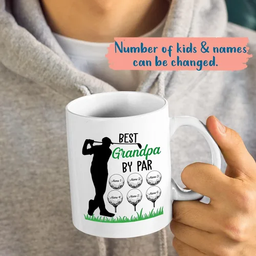 Vista 2 de Taza de café personalizada para el mejor abuelo por par, regalo para abuelo, tazas de abuelo, tazas personalizadas para abuelo con nombres de niños