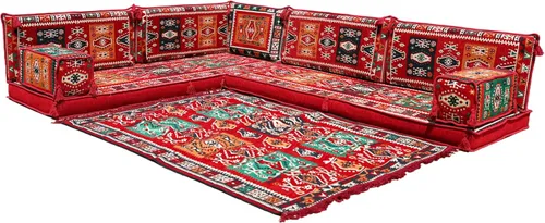 Vista 15 de arabicsofa Cojines de asiento de suelo de esquina con almohadas de respaldo – Juego de sofá modular de suelo estilo boho