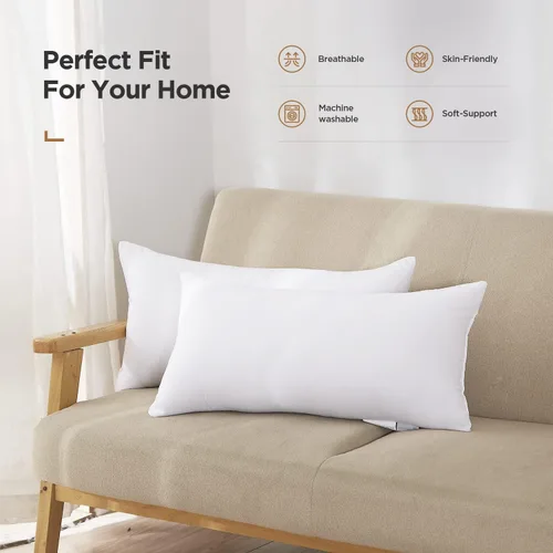 Vista 2 de Acanva - Relleno de almohada, insertos de relleno premium decorativos rectangulares, fundas de cojín de alta calidad para sofá, silla, silla