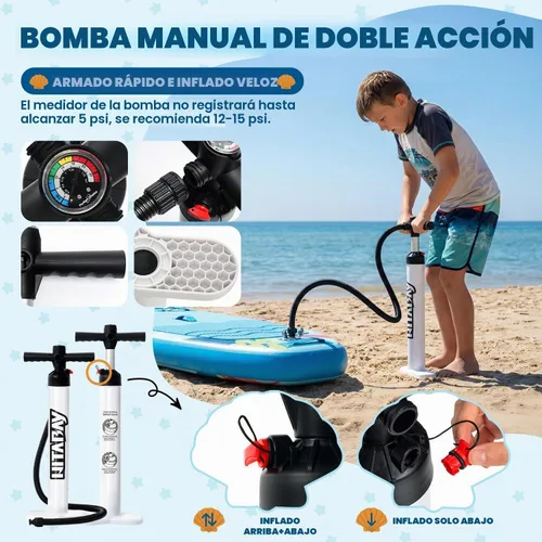 Vista 6 de Tabla de remo para niños con accesorios de SUP, tabla de remo para niños duradera, ligera y estable, cubierta antideslizante ancha, tablas de remo