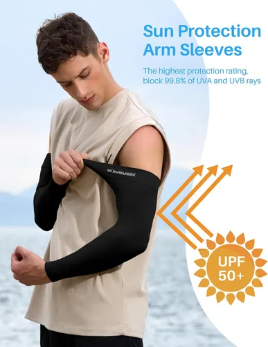 Vista 2 de KMMIN - Mangas para brazo con protección de rayos ultravioleta para conducción, ciclismo, golf, baloncesto.